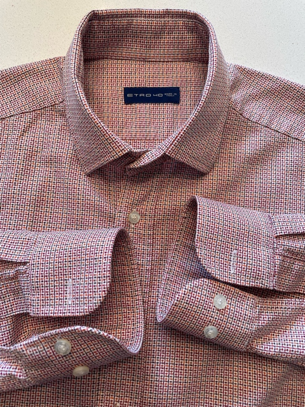 Etro Red Patterned Men's Dress Shirt